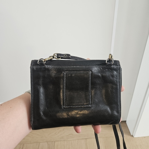 Derek Alexander Mini Black Derby 100% Leather Crossbody Bag/Wallet Belt Loop - Picture 5 of 8